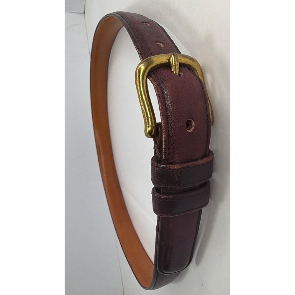 Vintage Coach 6606 Burgundy Glove Tanned Leather Belt 32 NYC Brass Buckle